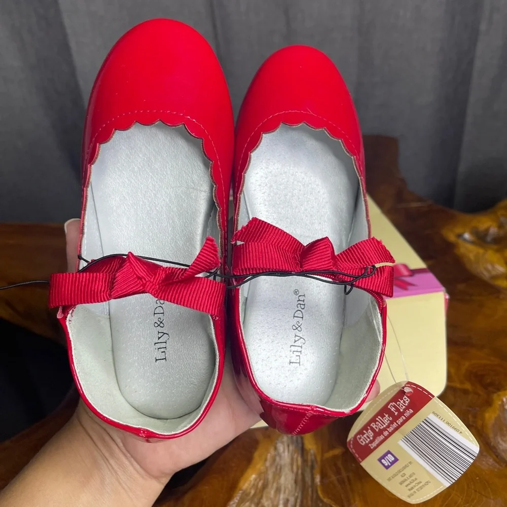 Lily & Dan, Girls Ballet Flats, Size 9/10, Red - Picture 6 of 7